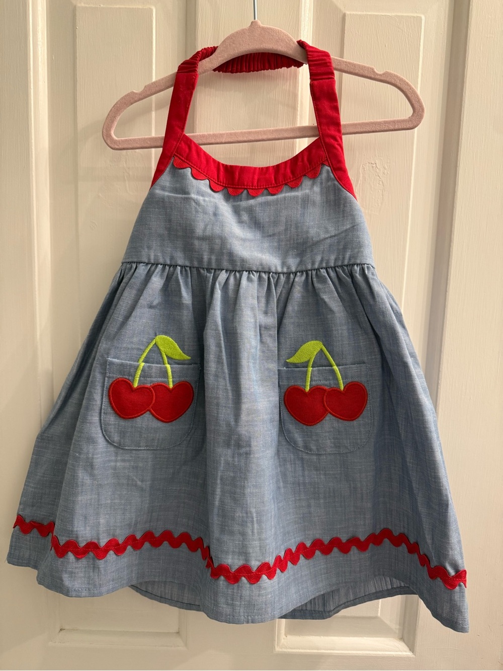NWT Gymboree Cherry Applique Halter Dress 12-18M Blue Red